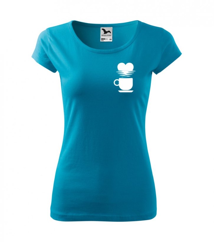 Dámské tričko - Love kafe - Barva: Tyrkysová