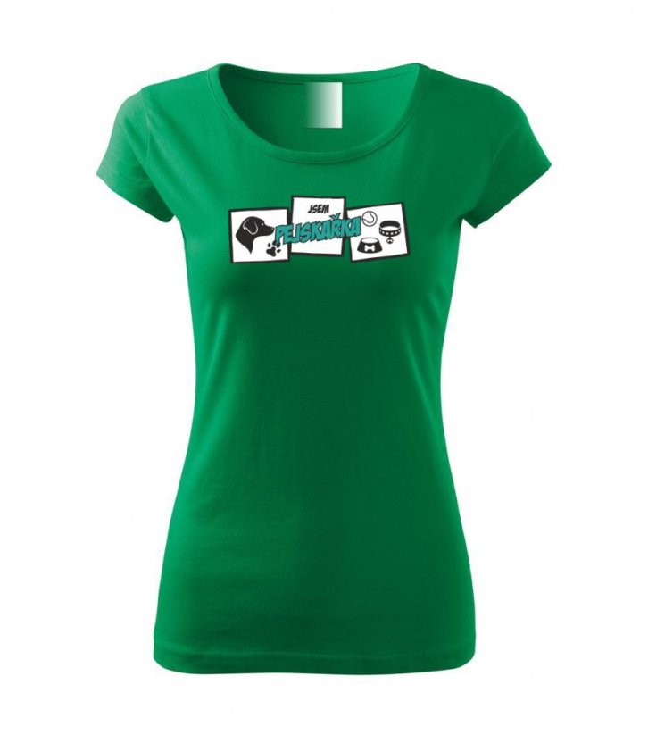 Dámské tričko - Jsem pejskařka - Barva: Středně zelená