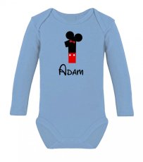 Detské body s dlhým rukávom - Mouse - Prvé narodeniny - Chlapček