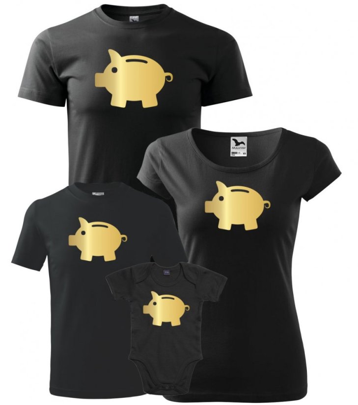 Rodinný set - Trička a Body - Zlatá prasátka Rodinný set - Trička a Body - Zlatá prasátka