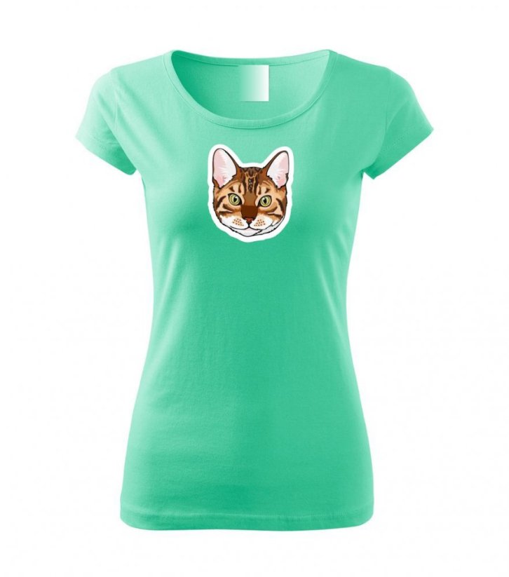 Dámské tričko - Kočka bengálská - Barva: Mátová