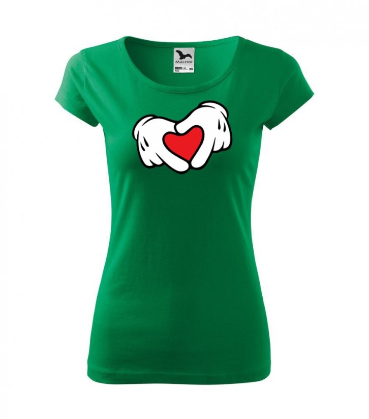Dámské tričko - Srdíčko ruce - Barva: Středně zelená