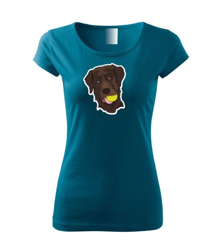 Dámské tričko - Labrador hnědý - Barva: Petrolejová