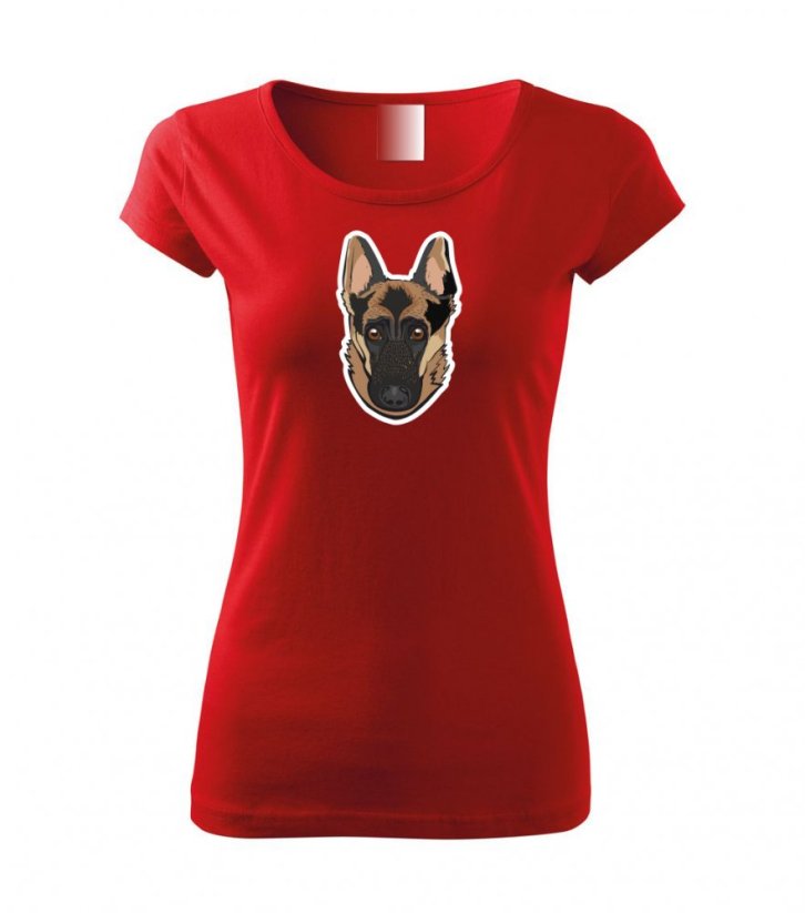 Dámské tričko - Německý ovčák - Barva: Červená
