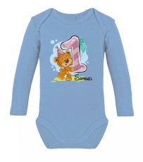Detské body s dlhým rukávom - Medvedík - Prvé narodeniny