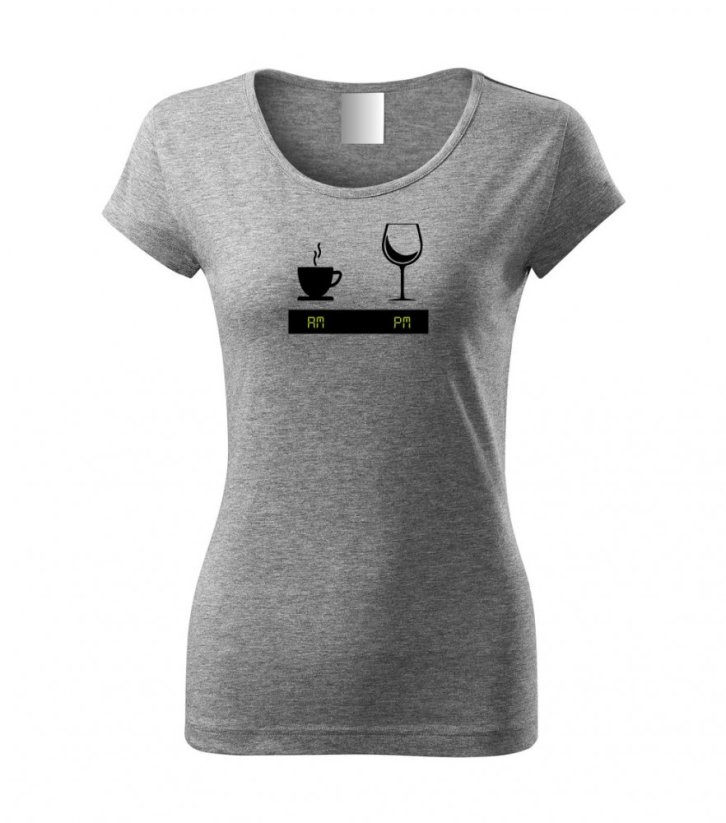 Dámské tričko - Čas na víno - Barva: Tmavě šedý melír