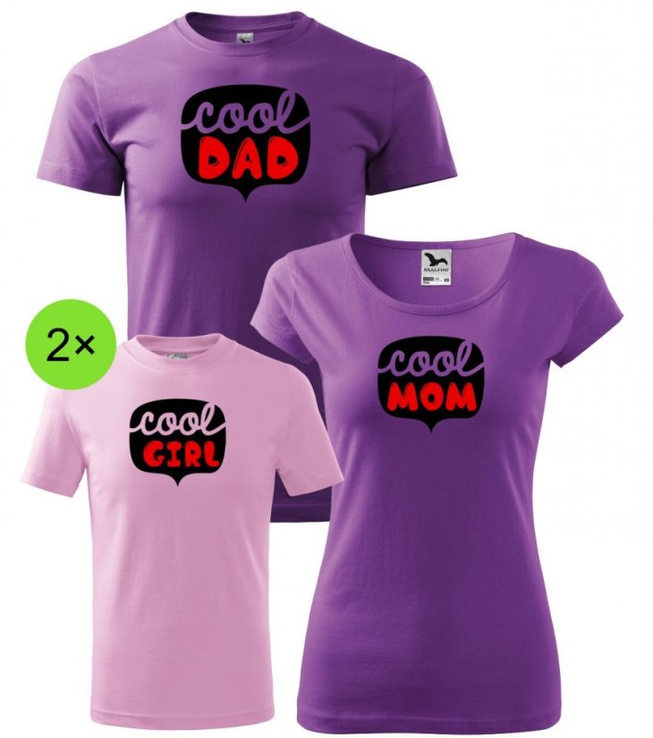 Rodinný set - 4x Tričko - Cool rodina - Holčička