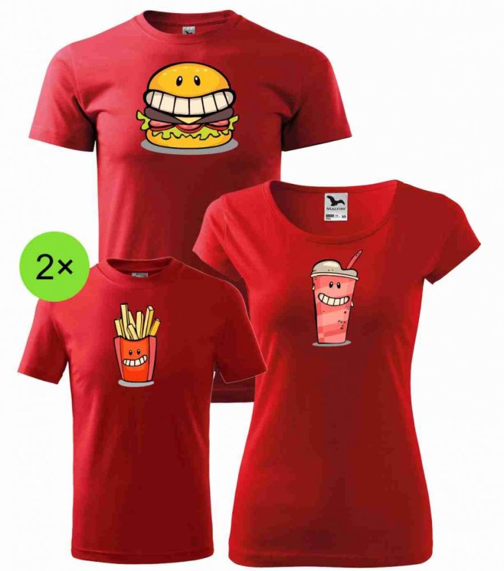 Rodinný set - 4x Tričko - Fast food