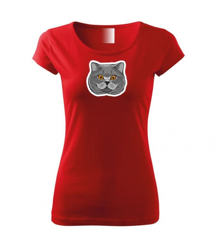 Dámské tričko - Kočka britská modrá - Barva: Červená