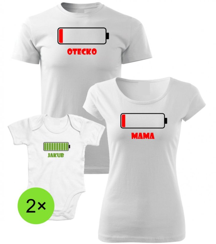 Rodinný set - Tričká a 2x Body - Baterky