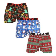 3PACK pánské trenky Styx art sportovní guma vícebarevné (3B16814)