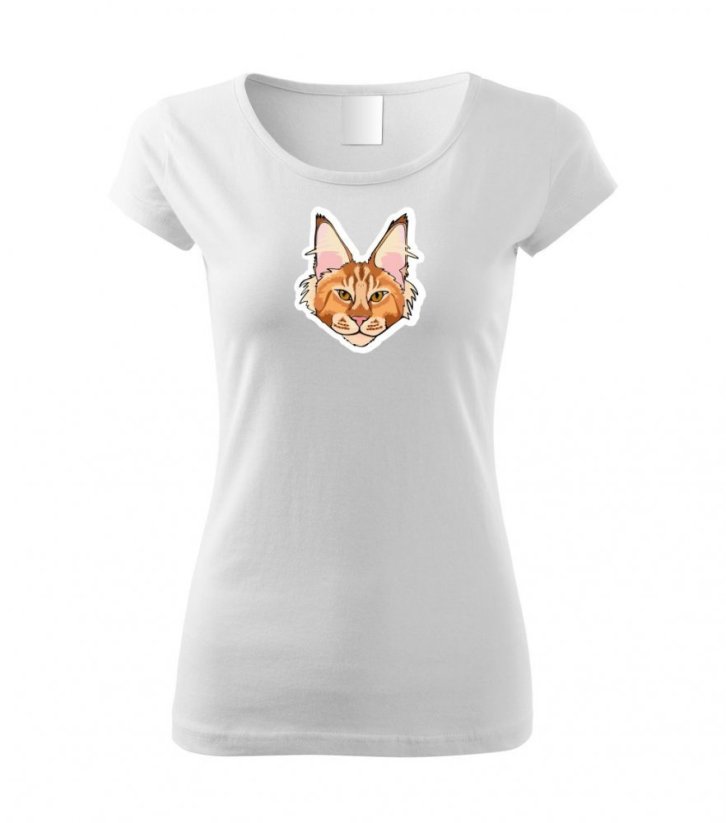 Dámské tričko - Mainská mývalí kočka - zrzavá - Barva: Bílá