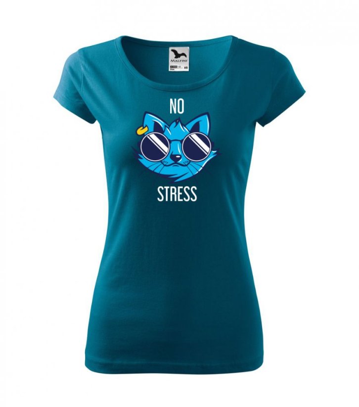 Dámské tričko - No stress - Barva: Petrolejová