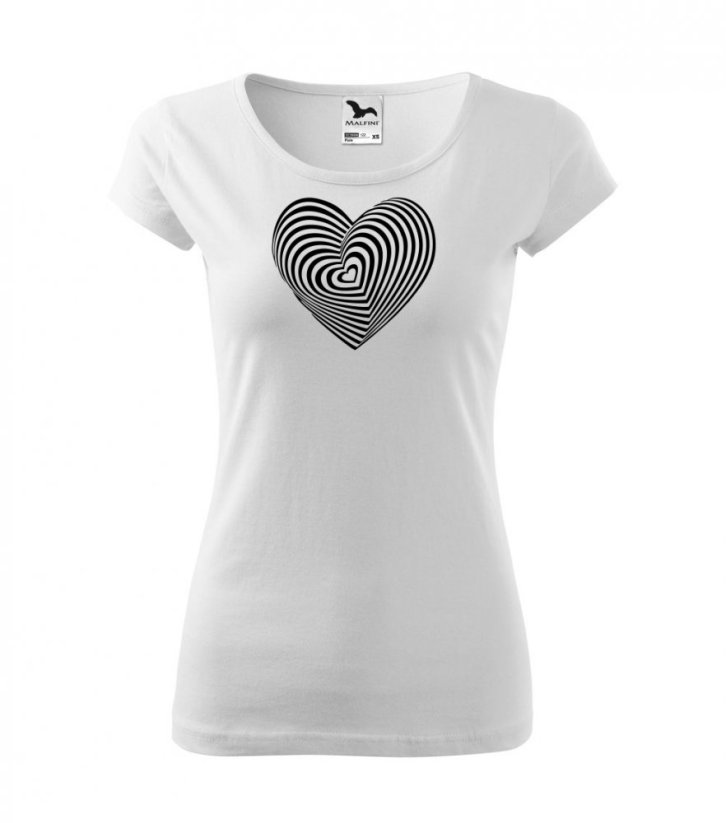 Dámské tričko - Srdíčko 3D - Barva: Bílá