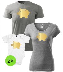 Rodinný set - Tričká a 2x Body - Zlaté prasiatka