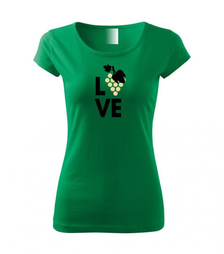 Dámské tričko - Love bílé víno - Barva: Středně zelená