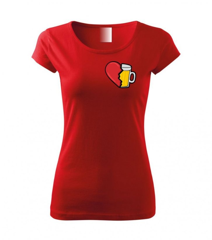Dámské tričko - Pivní srdce - Barva: Červená