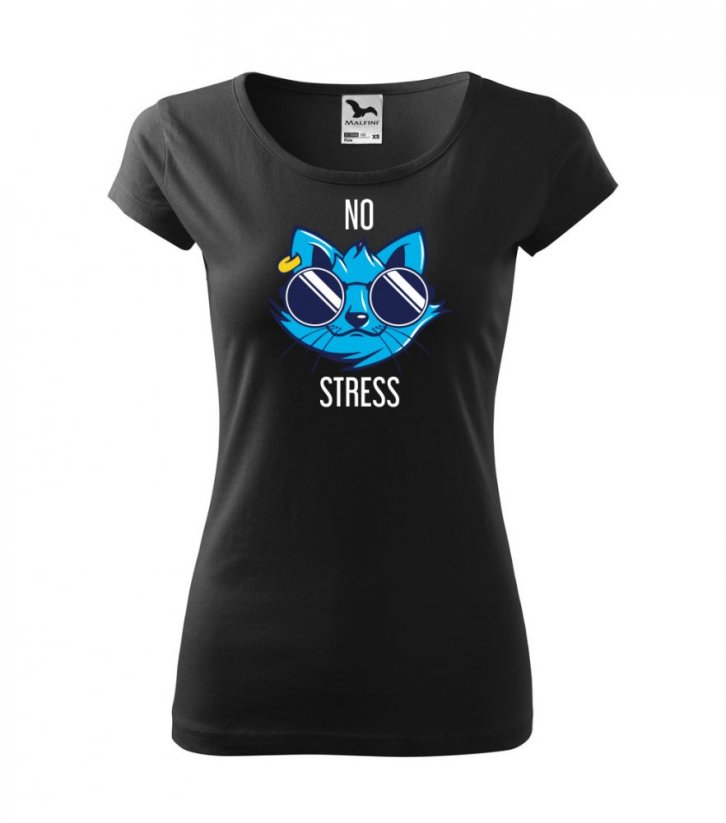Dámské tričko - No stress - Barva: Černá
