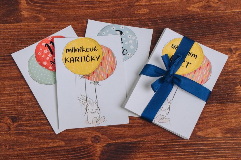 Dětské milníkové kartičky - Králíčci
