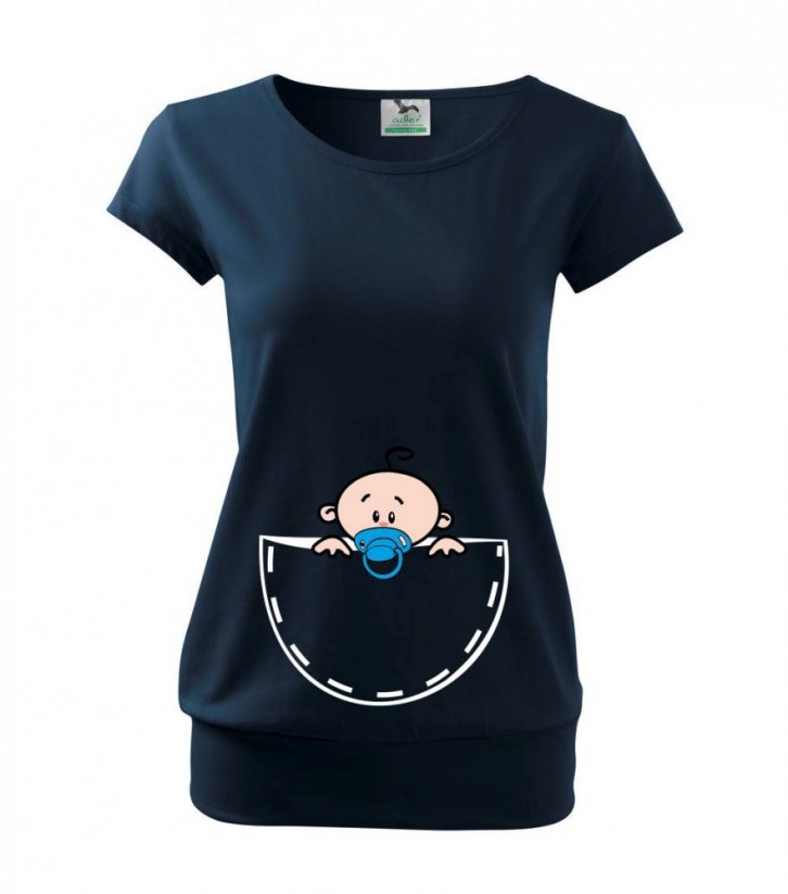 vtipná těhotenská trička - miminko v kapse - chlapeček - povidlo