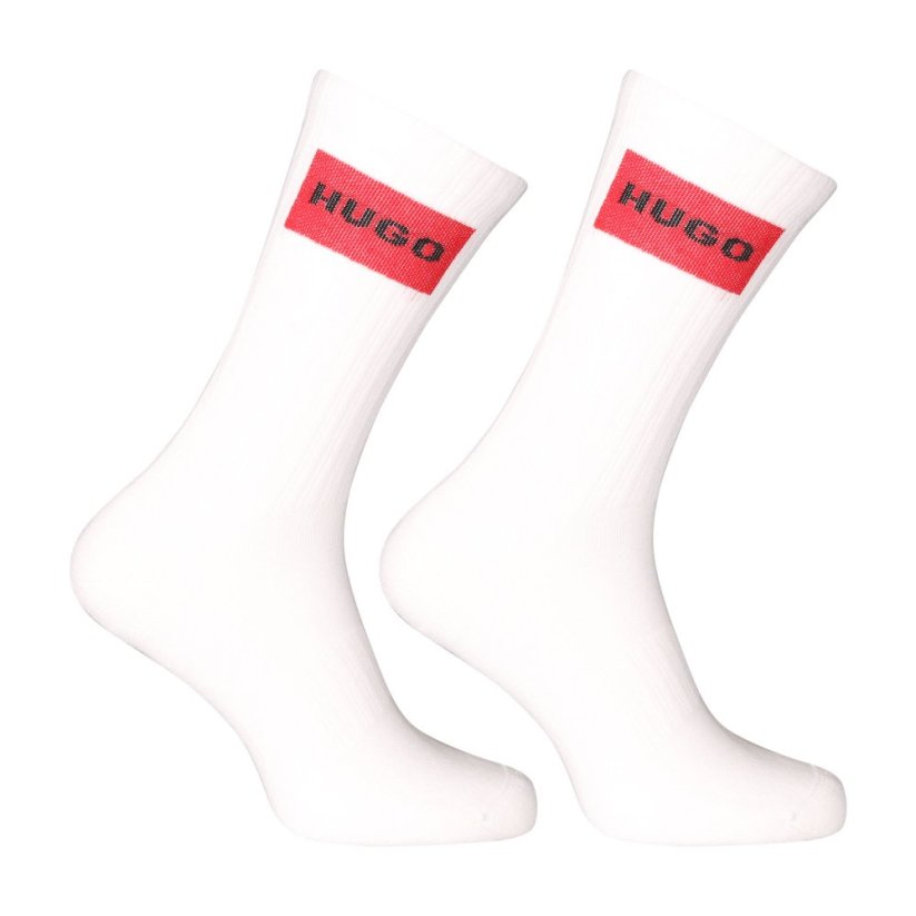 2PACK ponožky HUGO vysoké bílé (50510640 100) - Velikost: L