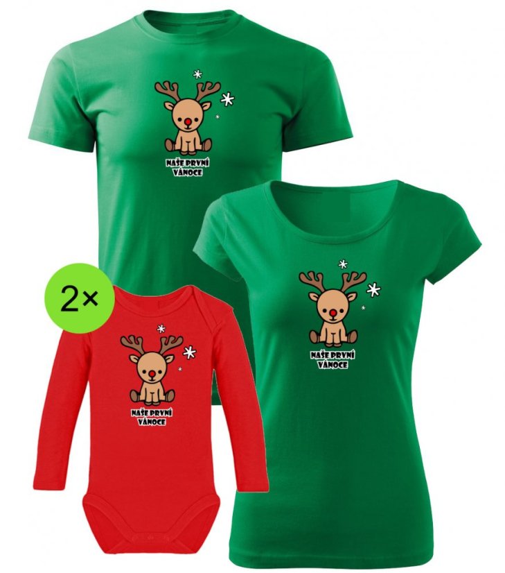 Vánoční rodinný set - 2x Body s dlouhým rukávem - Sob - Naše první Vánoce