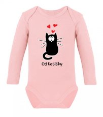 Dětské body s dlouhým rukávem - Kočička se srdíčky