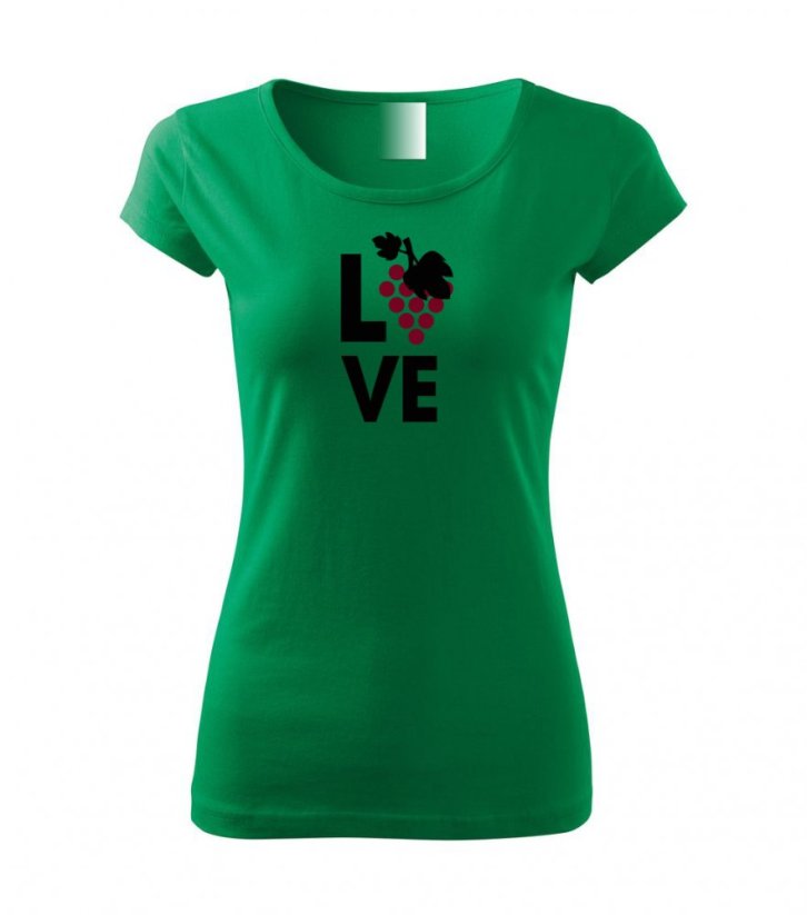 Dámské tričko - Love červené víno - Barva: Středně zelená