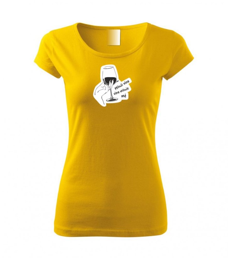 Dámské tričko - Miluji víno - Barva: Žlutá