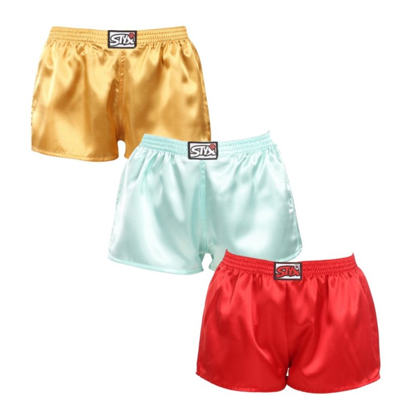 3PACK dámské trenky Styx klasická guma saténové vícebarevné (3L06352) - Velikost: L