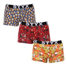 3PACK pánské boxerky Styx art sportovní guma vícebarevné (3G13714)