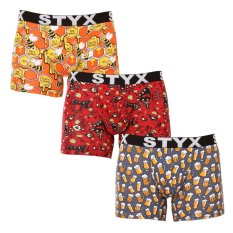 3PACK pánské boxerky Styx long art sportovní guma vícebarevné (3U13714)