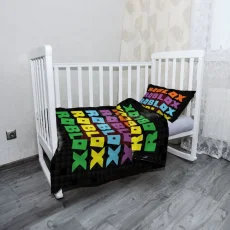 Mikroplyšové dětské povlečení do postýlky ROBLOX Barevný text