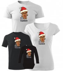 Vianočný rodinný set - Detské tričko a body s dlhým rukávom - Perníček - Naše prvé Vianoce
