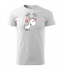 tričko s vánočním motivem - jelen s baňkama - Povidlo