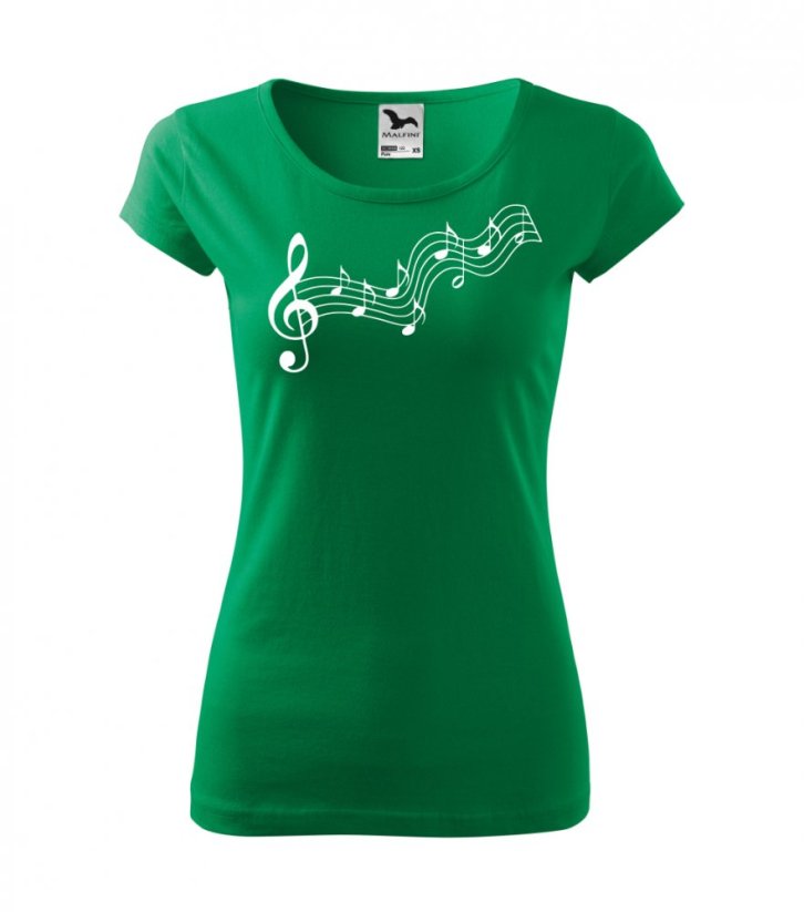 Dámské tričko - Notová osnova - Barva: Středně zelená