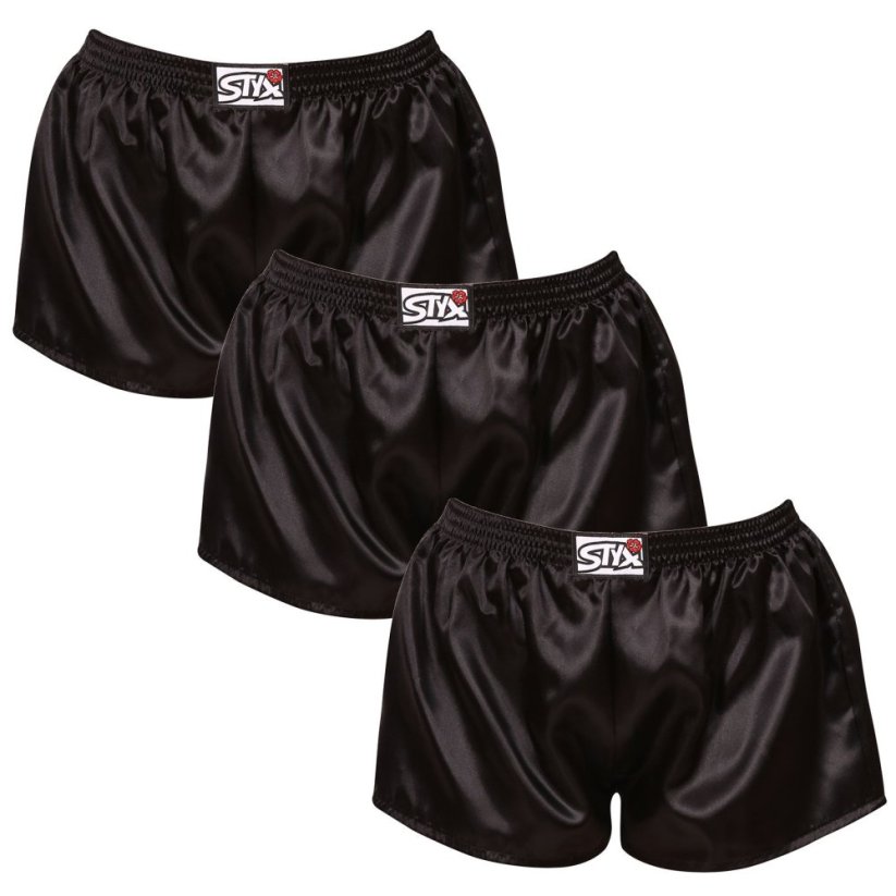 3PACK dámské trenky Styx klasická guma saténové černé (3L0960)