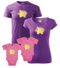 Vianočný rodinný set - 2x Body - Zlaté prasa