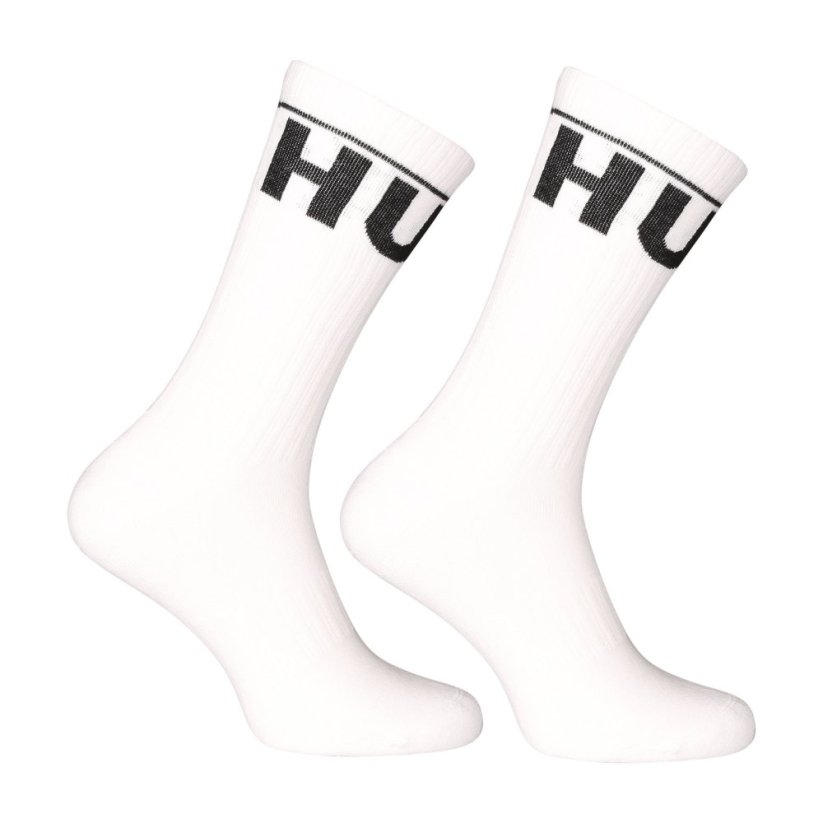 2PACK ponožky Hugo vysoké bílé (50510647 100) - Velikost: L
