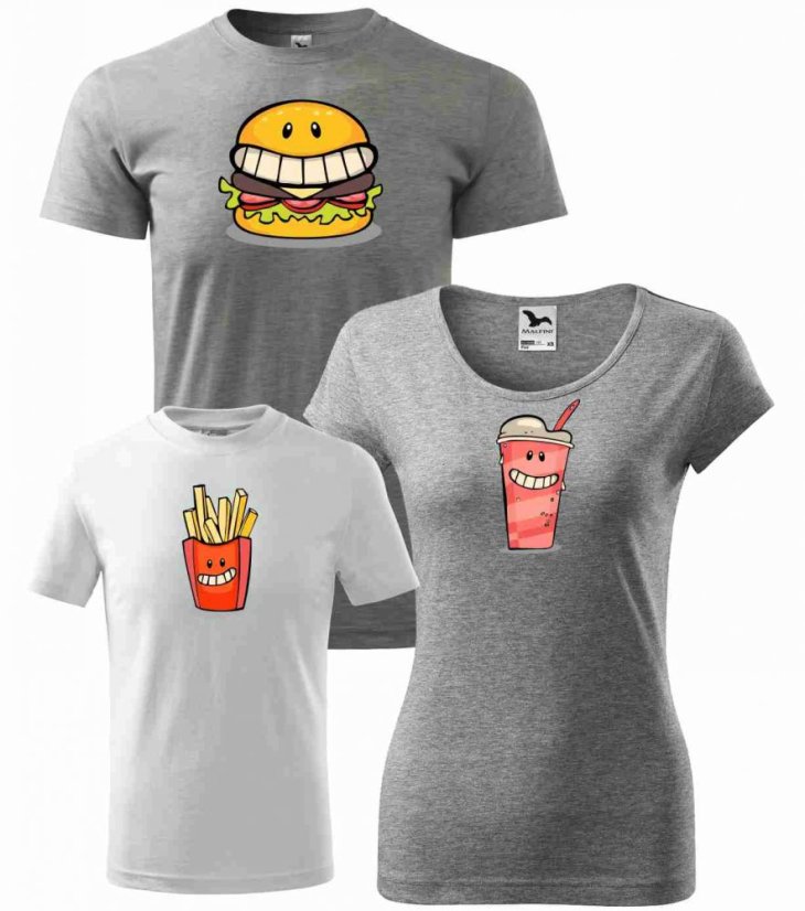 Rodinný set - 3x Tričko - Fast food