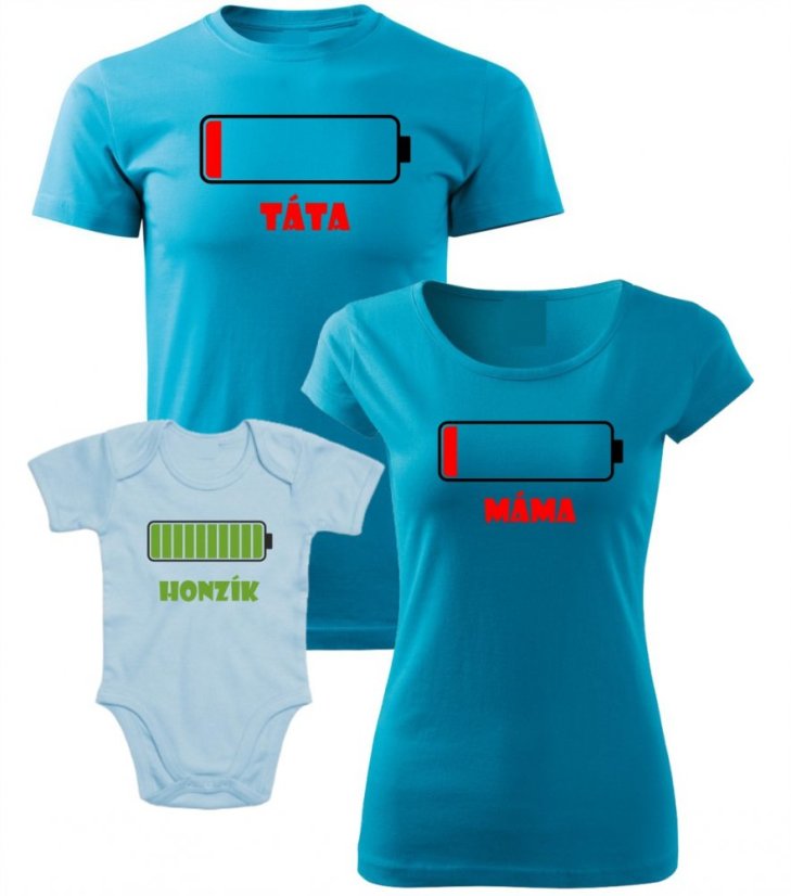 Rodinný set - Trička a Body - Baterky
