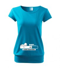 Tehotenské tričko - Baby sa načíta, čakajte prosím - Tyrkysová vel. XS