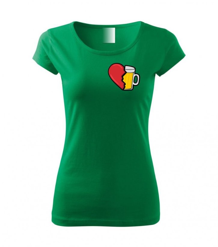 Dámské tričko - Pivní srdce - Barva: Středně zelená