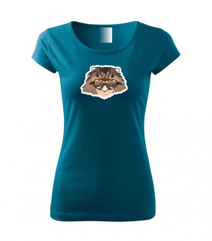 Dámské tričko - Kočka perská - Barva: Petrolejová