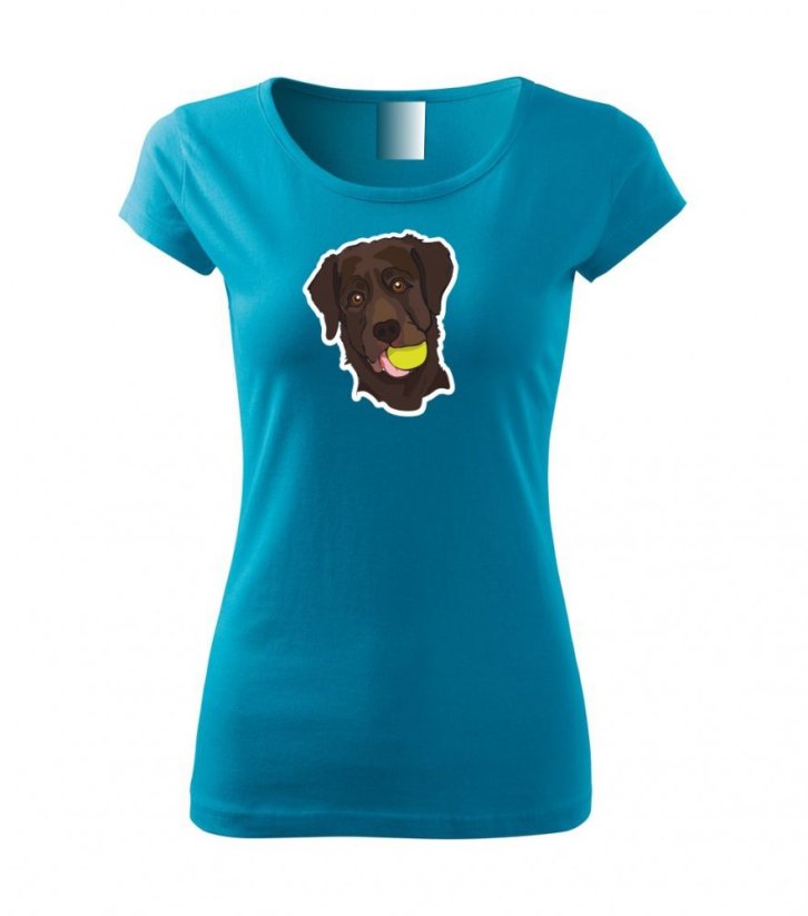 Dámské tričko - Labrador hnědý - Barva: Tyrkysová