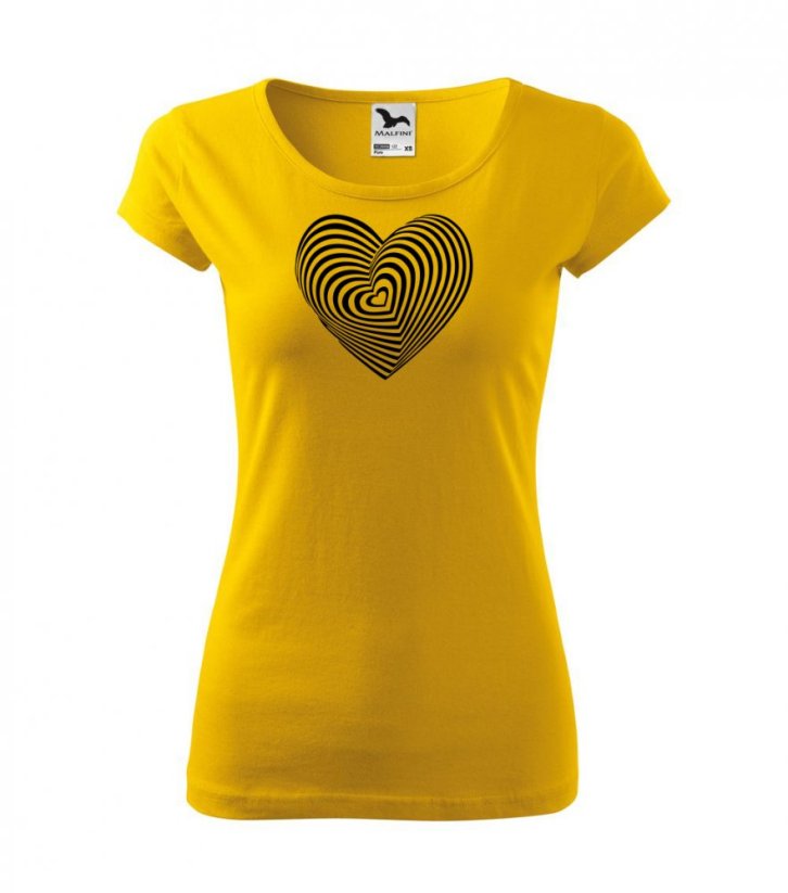 Dámské tričko - Srdíčko 3D - Barva: Žlutá