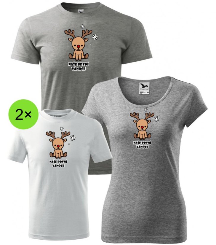 Rodinný set - 4x tričko - Sob - Naše první vánoce
