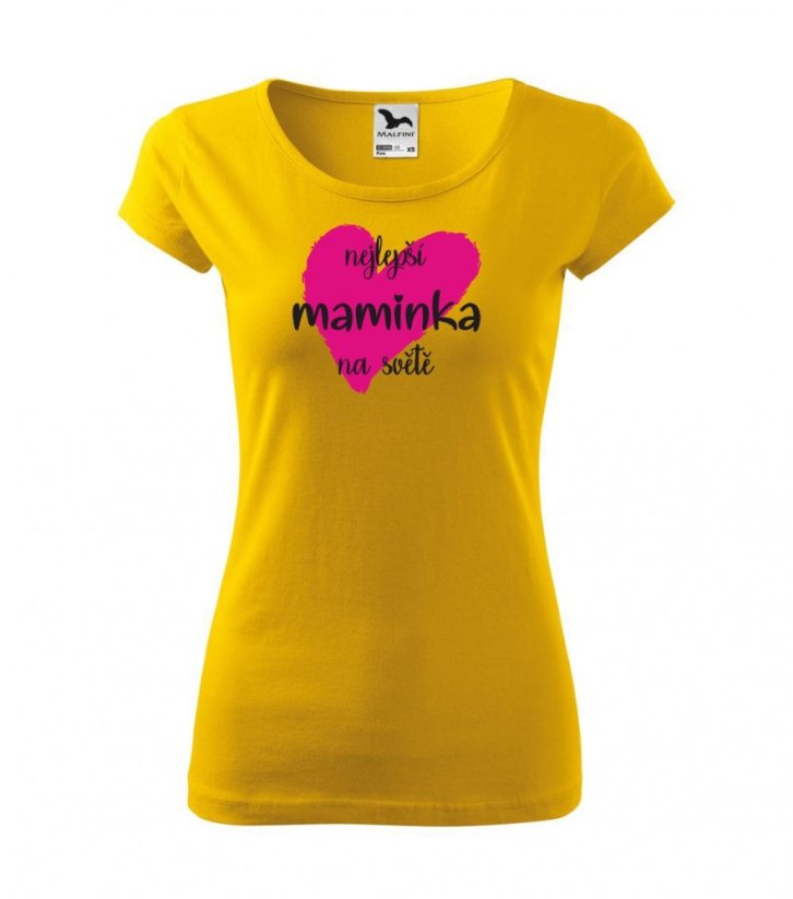 Dámské tričko - Srdíčko - Nejlepší maminka na světě - Barva: Žlutá