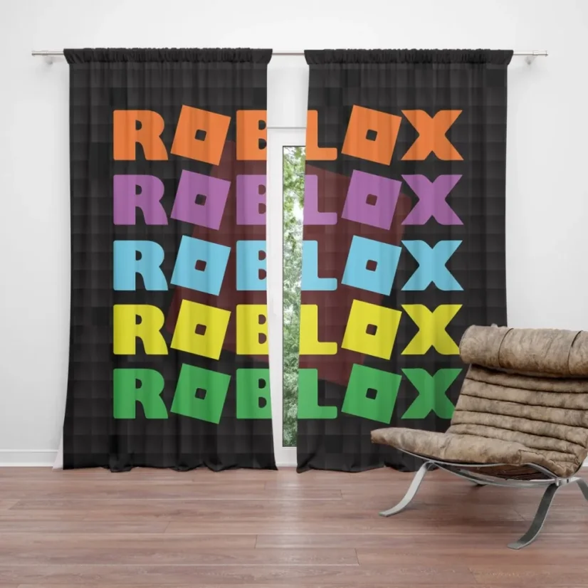 Závěs ROBLOX Barevný text: 2ks 140x250cm