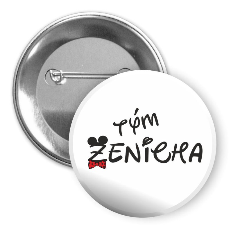 Svatební placka - MOUSE - Tým ženicha - motýlek